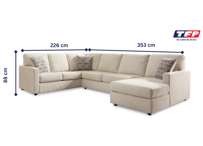5 Seater Beige Modular Fabric Sofa with Chaise - Joyner